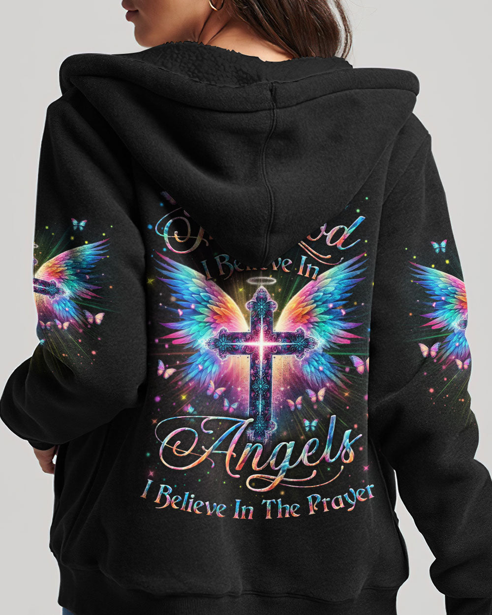 I Believe In God I Believe In Angels Women's All Over Print Shirt - Yhln1901242, easychoo.com