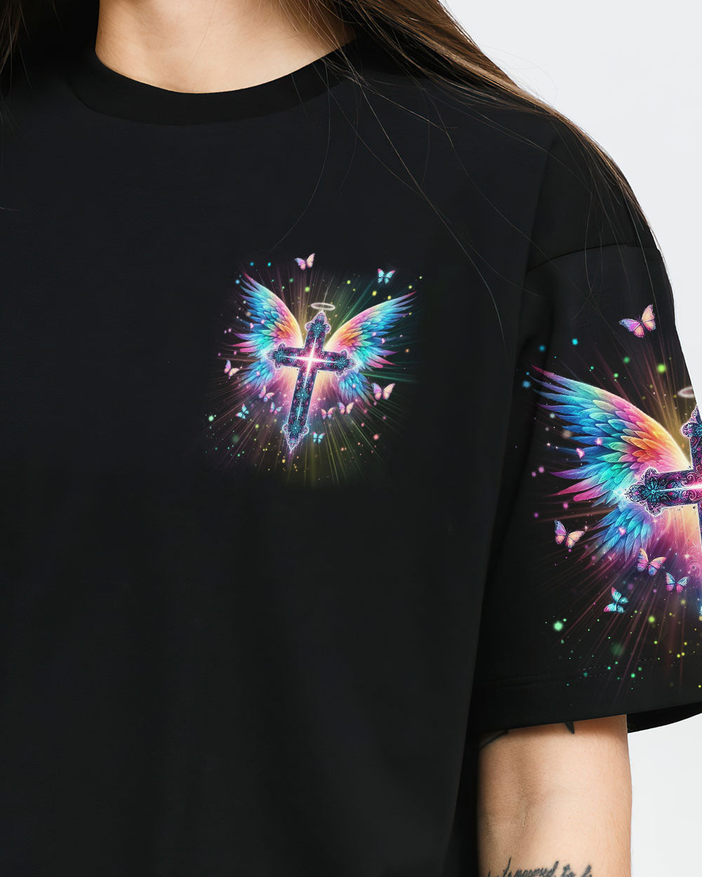 I Believe In God I Believe In Angels Women's All Over Print Shirt - Yhln1901242, easychoo.com