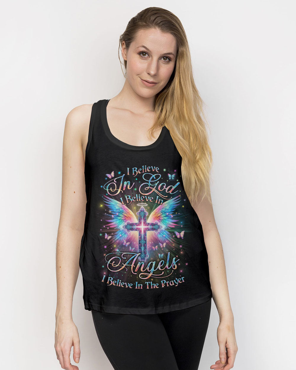 I Believe In God I Believe In Angels Women's All Over Print Shirt - Yhln1901242, easychoo.com