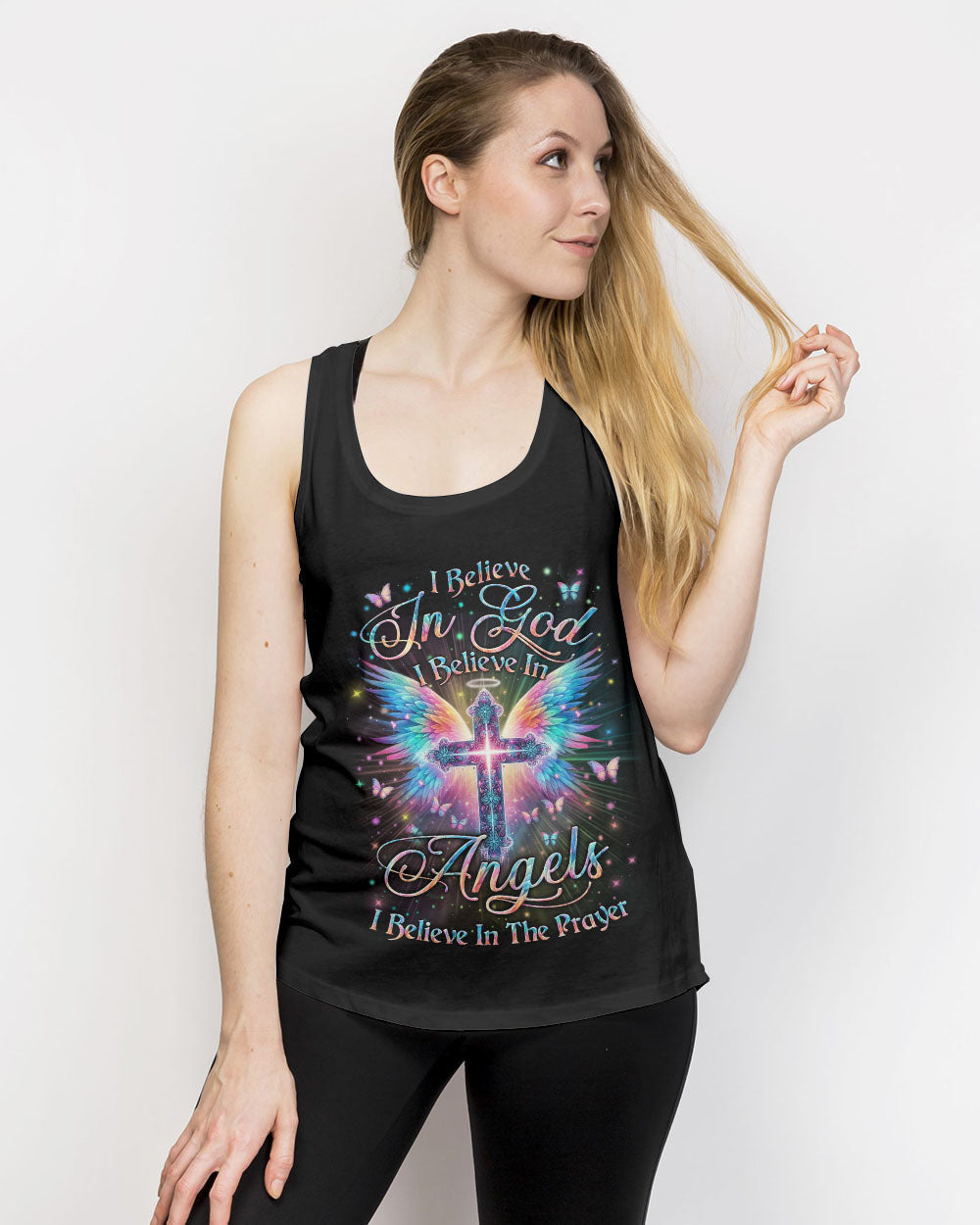I Believe In God I Believe In Angels Women's All Over Print Shirt - Yhln1901242, easychoo.com