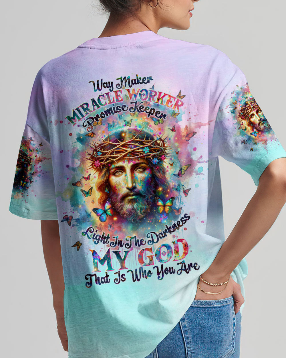 Way Maker Miracle Worker Jesus Watercolor Women's All Over Print Shirt - Tltw2711233, easychoo.com