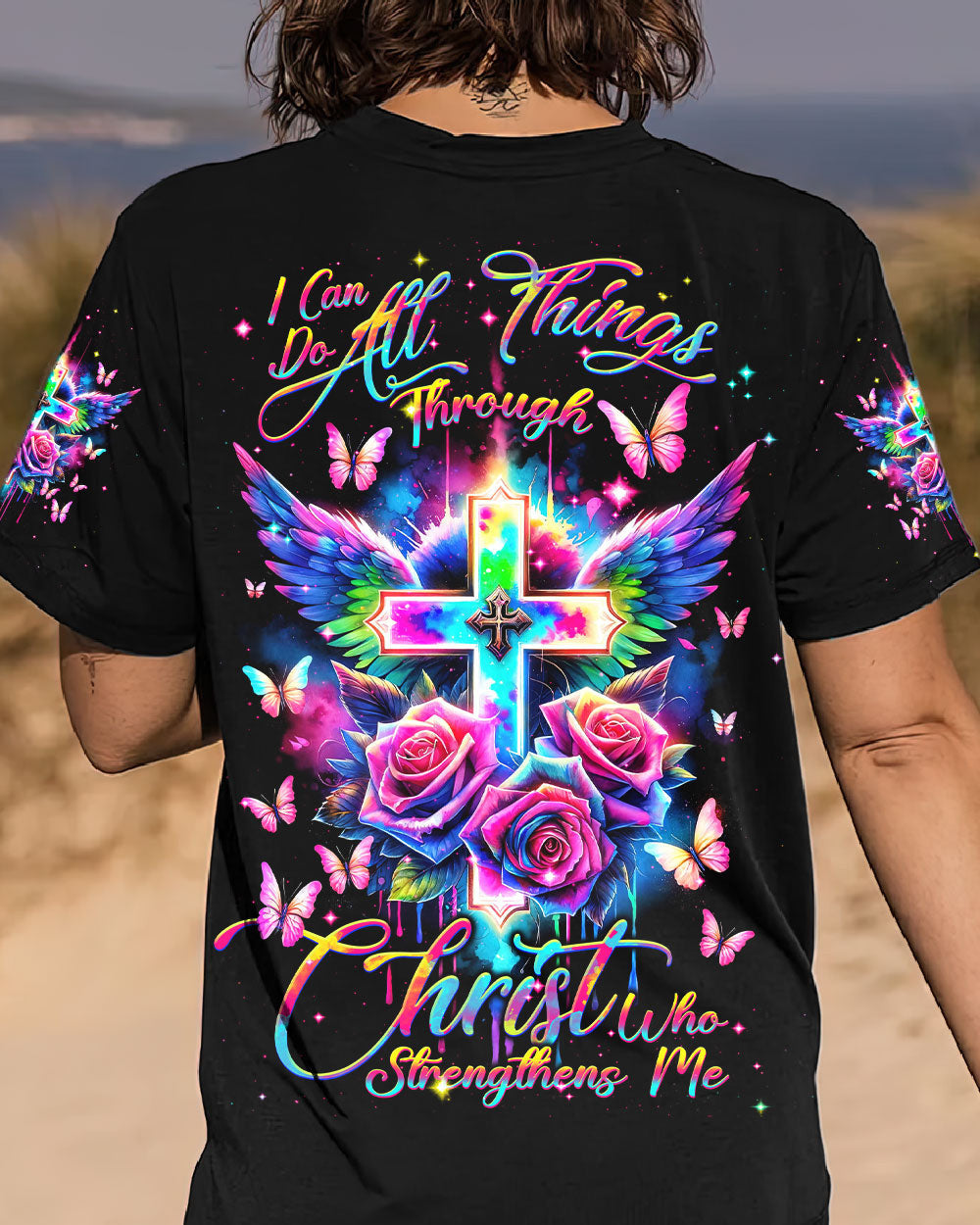 I Can Do All Things Through Christ Wings Colorful Women's All Over Print Shirt - Tlnt2812231, easychoo.com