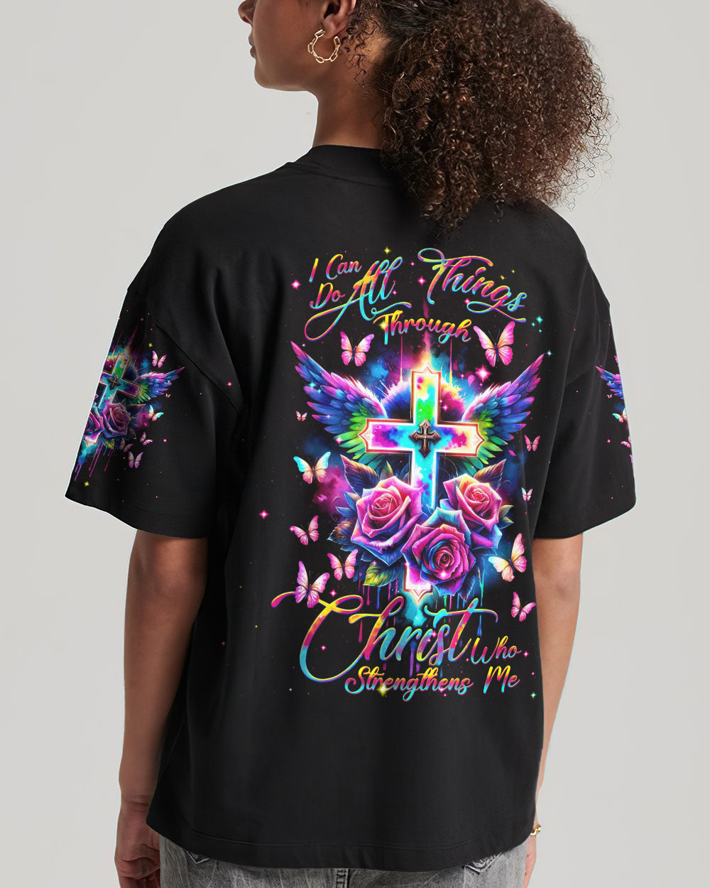 I Can Do All Things Through Christ Wings Colorful Women's All Over Print Shirt - Tlnt2812231, easychoo.com