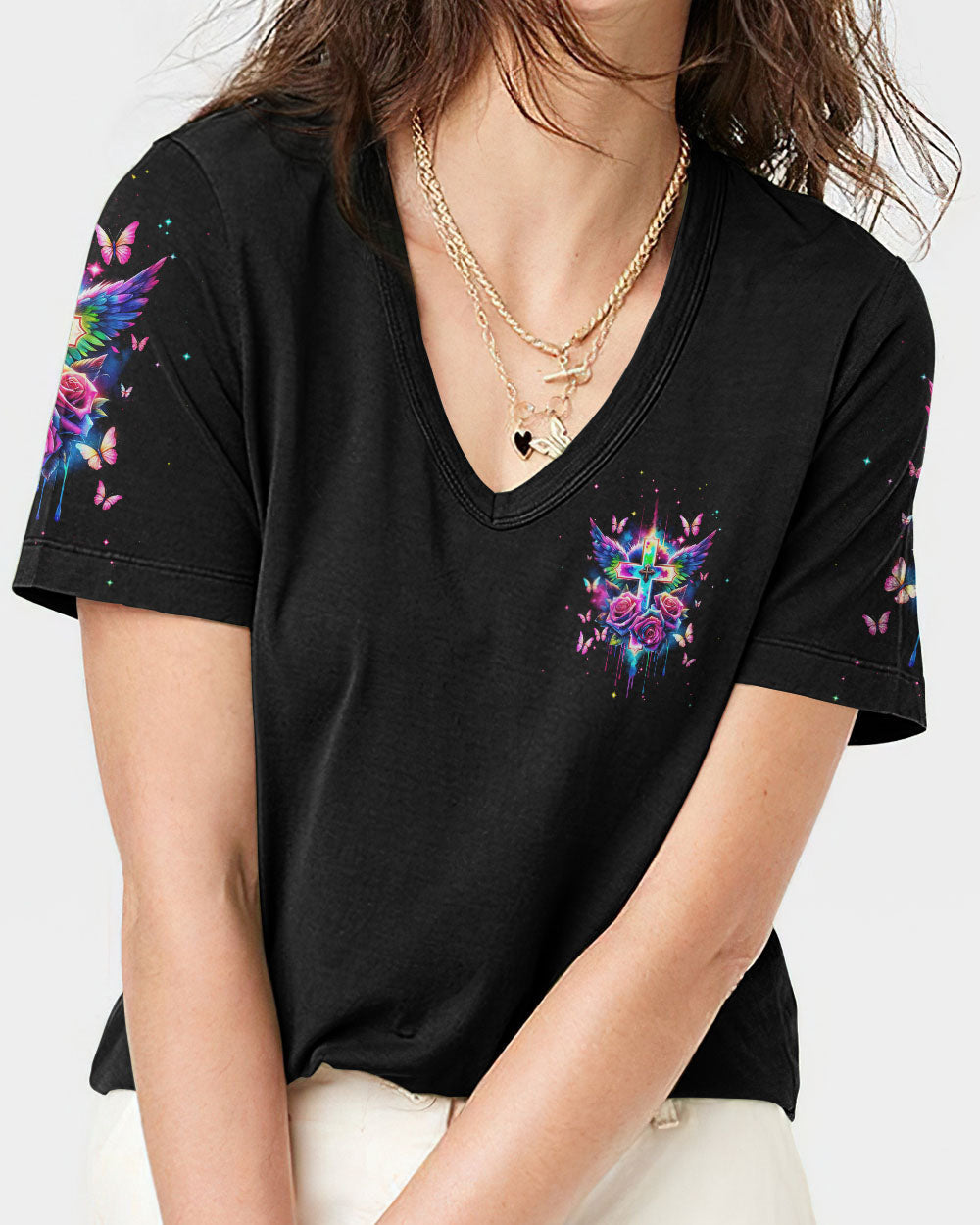 I Can Do All Things Through Christ Wings Colorful Women's All Over Print Shirt - Tlnt2812231, easychoo.com