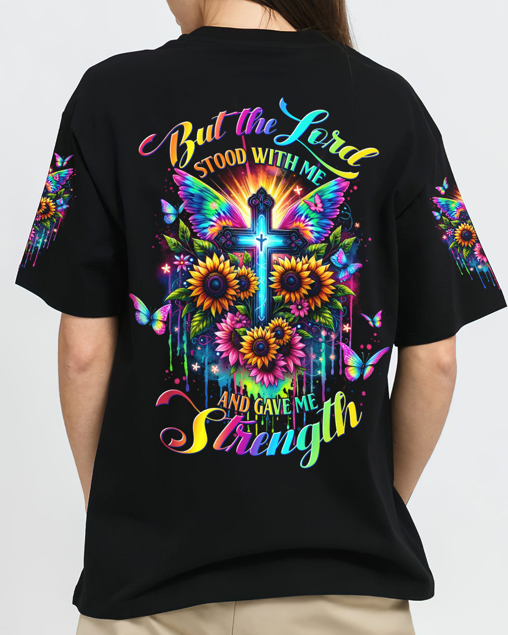 Lord Stood With Me Cross Wings Sunflower Women's All Over Print Shirt - Tltw1312233, easychoo.com
