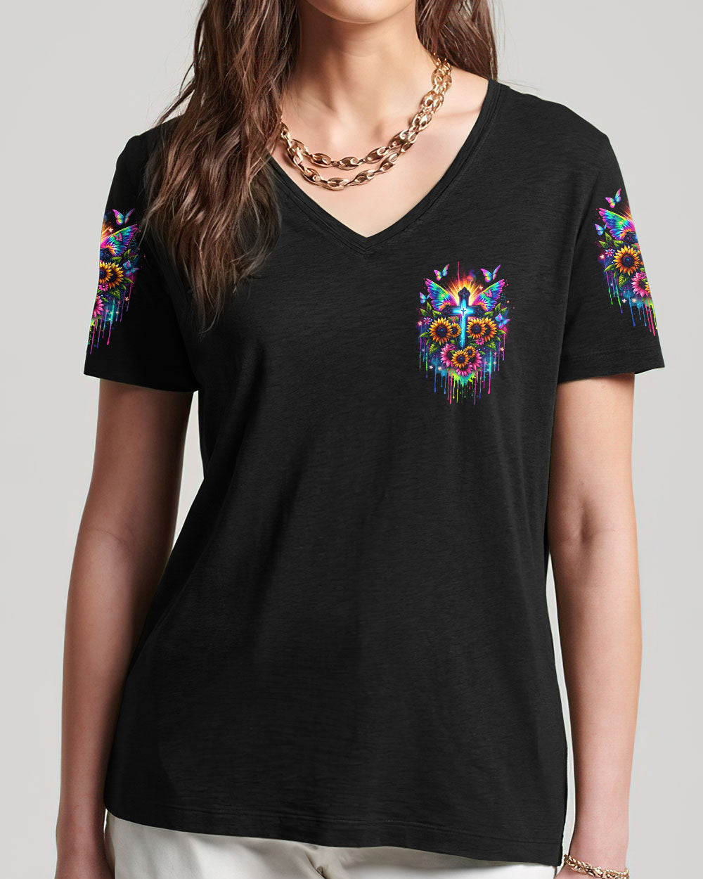 Lord Stood With Me Cross Wings Sunflower Women's All Over Print Shirt - Tltw1312233, easychoo.com