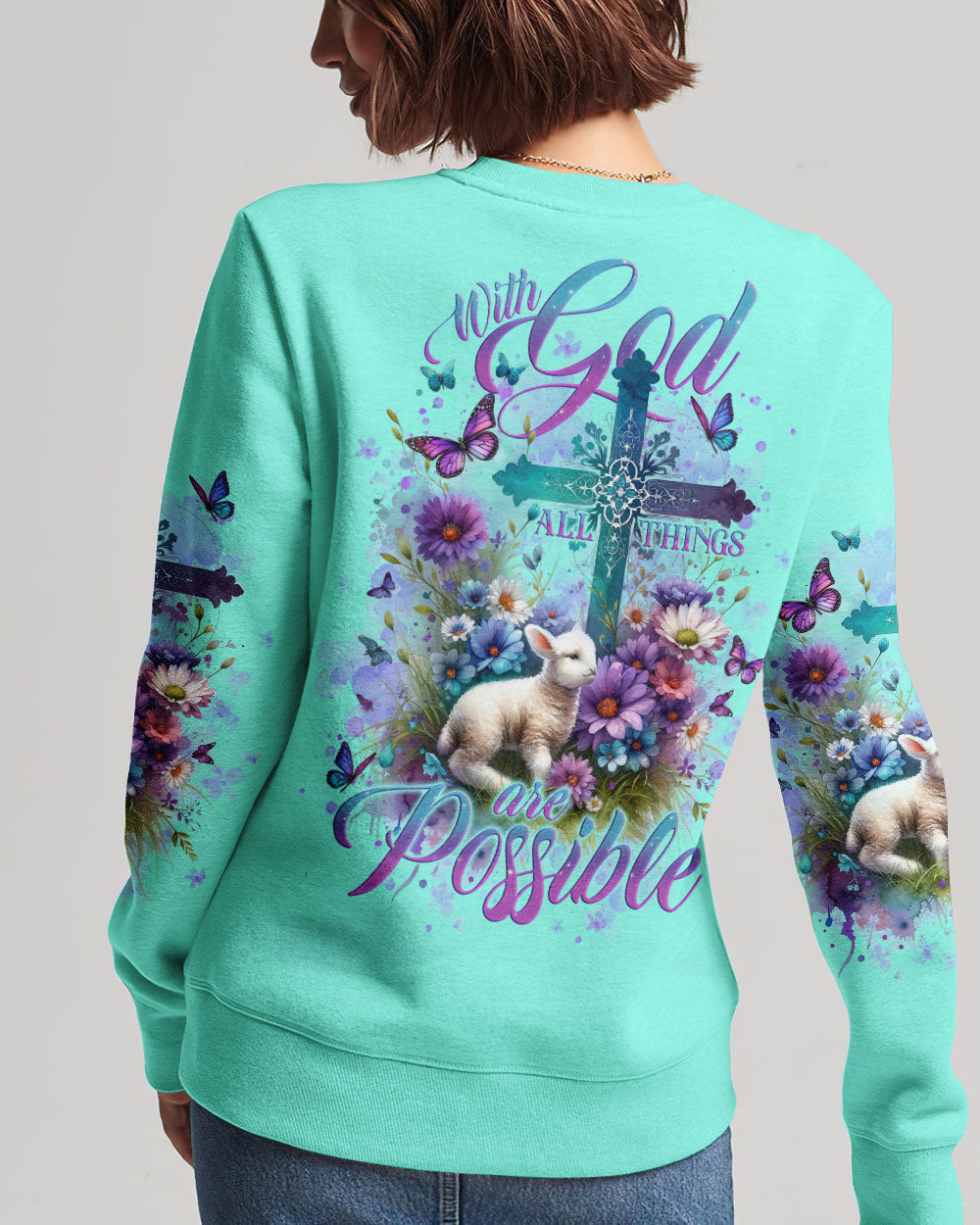 With God All Things Are Possible Lamb Women's All Over Print Shirt - Tlno2512234, easychoo.com