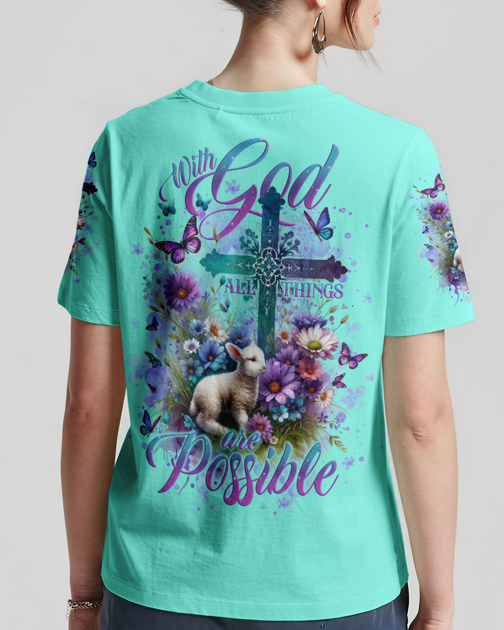 With God All Things Are Possible Lamb Women's All Over Print Shirt - Tlno2512234, easychoo.com