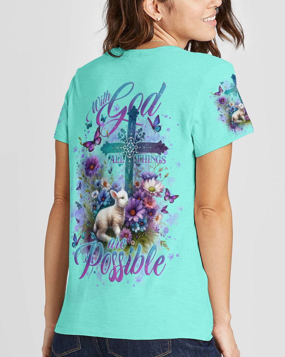 With God All Things Are Possible Lamb Women's All Over Print Shirt - Tlno2512234, easychoo.com