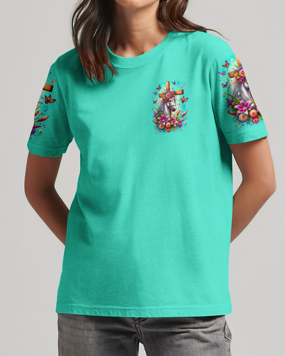 Runs On Jesus And Horses Women's All Over Print Shirt - Tytd0912232, easychoo.com