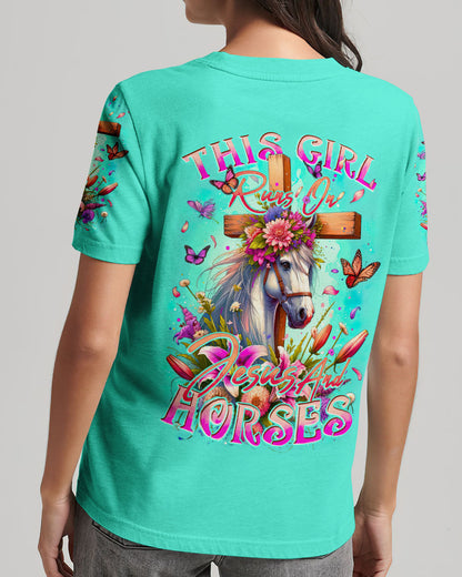 Runs On Jesus And Horses Women's All Over Print Shirt - Tytd0912232, easychoo.com