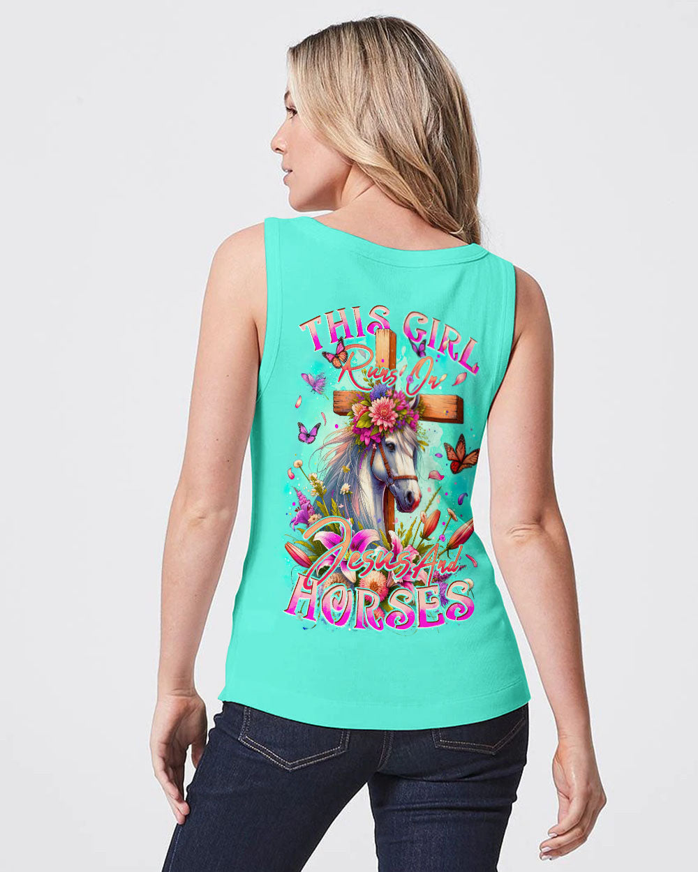 Runs On Jesus And Horses Women's All Over Print Shirt - Tytd0912232, easychoo.com