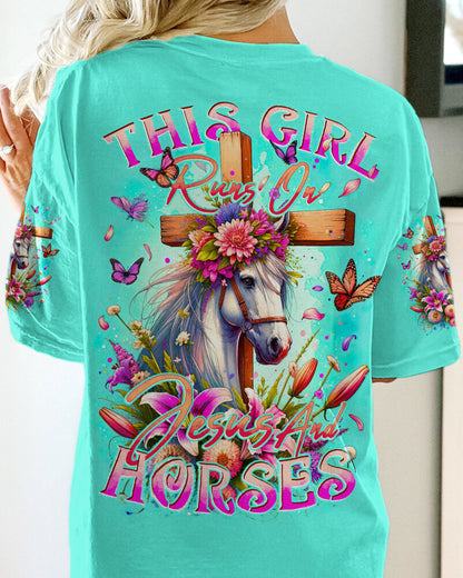 Runs On Jesus And Horses Women's All Over Print Shirt - Tytd0912232, easychoo.com