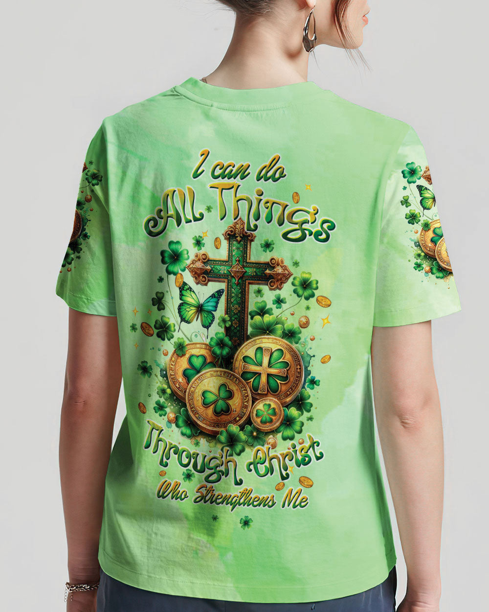 I Can Do All Things Cross Patrick's Day Women's All Over Print Shirt - Tltw0401242, easychoo.com