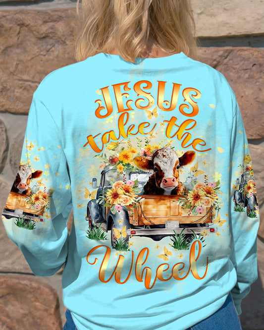 Jesus Take The Wheel Cow Truck Women's All Over Print Shirt - Tltw0512234, easychoo.com