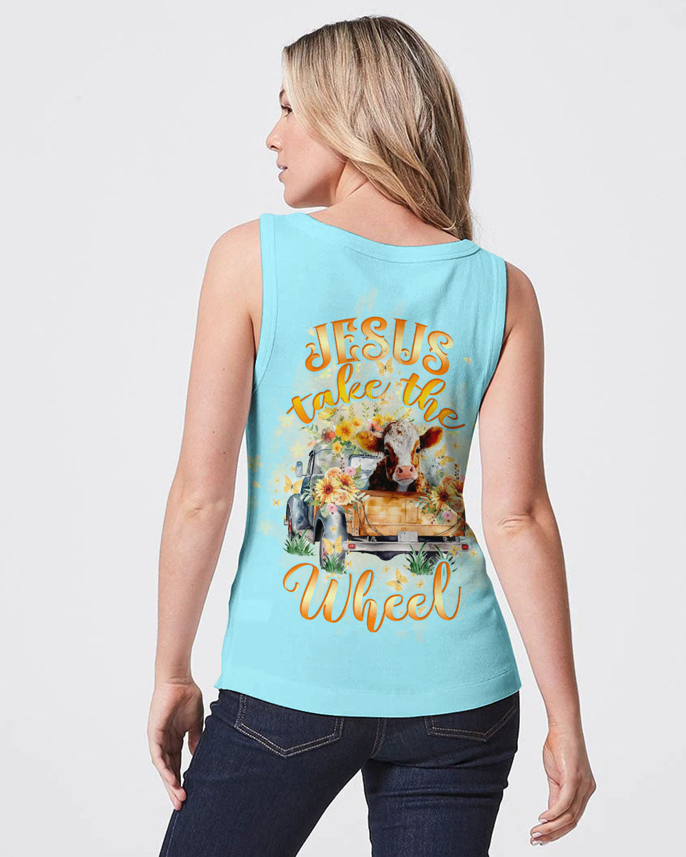 Jesus Take The Wheel Cow Truck Women's All Over Print Shirt - Tltw0512234, easychoo.com