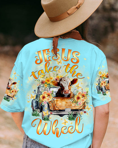 Jesus Take The Wheel Cow Truck Women's All Over Print Shirt - Tltw0512234, easychoo.com