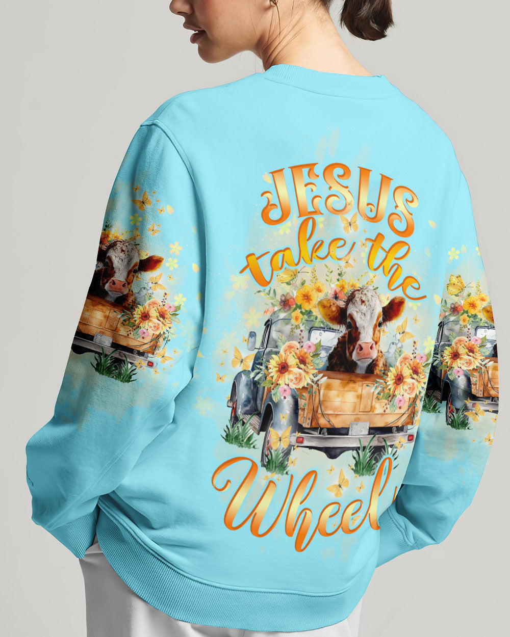 Jesus Take The Wheel Cow Truck Women's All Over Print Shirt - Tltw0512234, easychoo.com