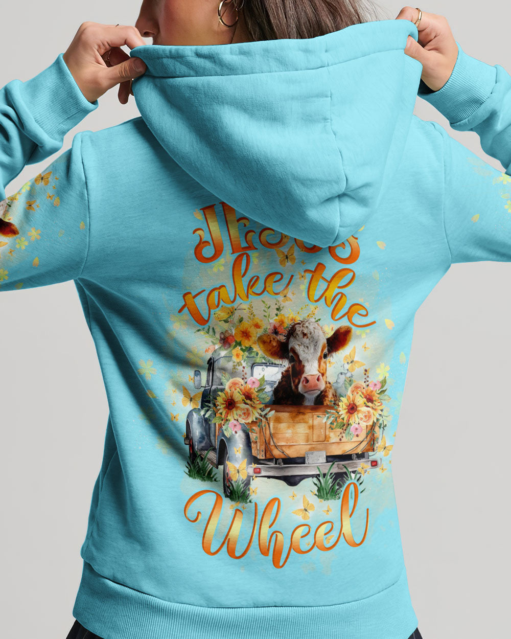 Jesus Take The Wheel Cow Truck Women's All Over Print Shirt - Tltw0512234, easychoo.com