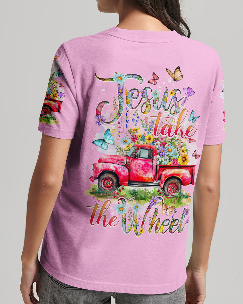 Jesus Take The Wheel Flowers Women's All Over Print Shirt - Tytd2103242, easychoo.com