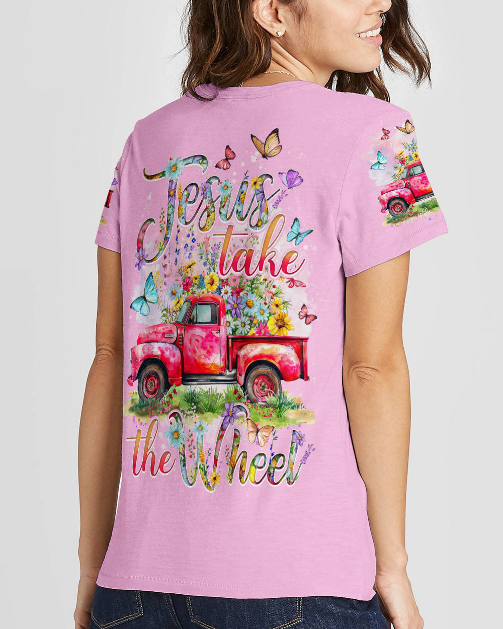 Jesus Take The Wheel Flowers Women's All Over Print Shirt - Tytd2103242, easychoo.com