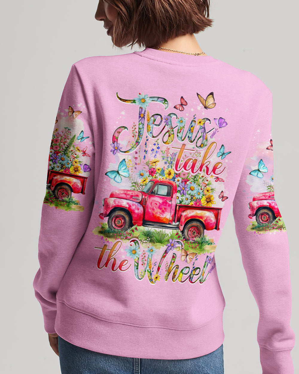 Jesus Take The Wheel Flowers Women's All Over Print Shirt - Tytd2103242, easychoo.com
