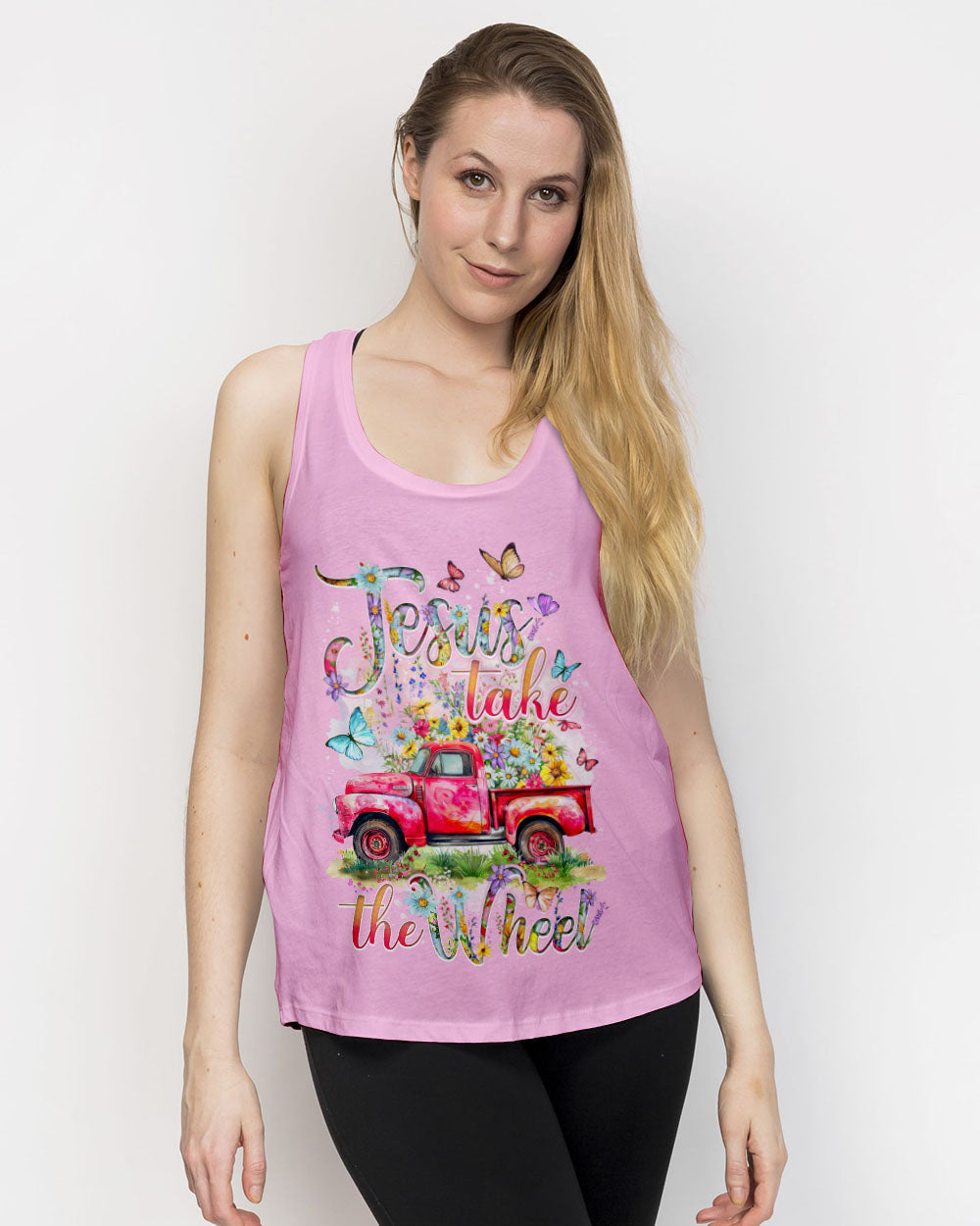 Jesus Take The Wheel Flowers Women's All Over Print Shirt - Tytd2103242, easychoo.com