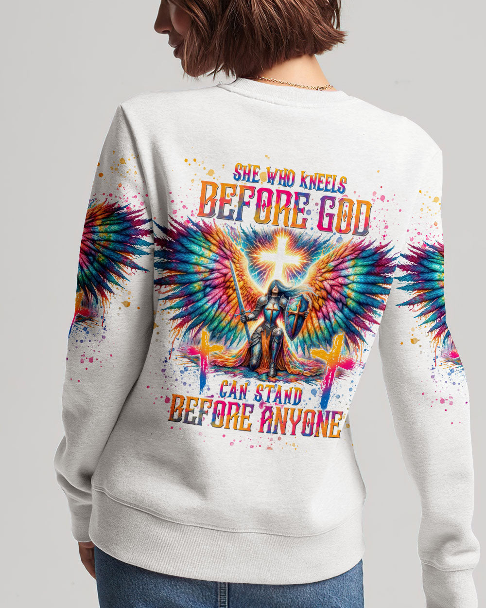 She Who Kneels Before God Warrior Wings Women's All Over Print Shirt - Tlnt1812233, easychoo.com