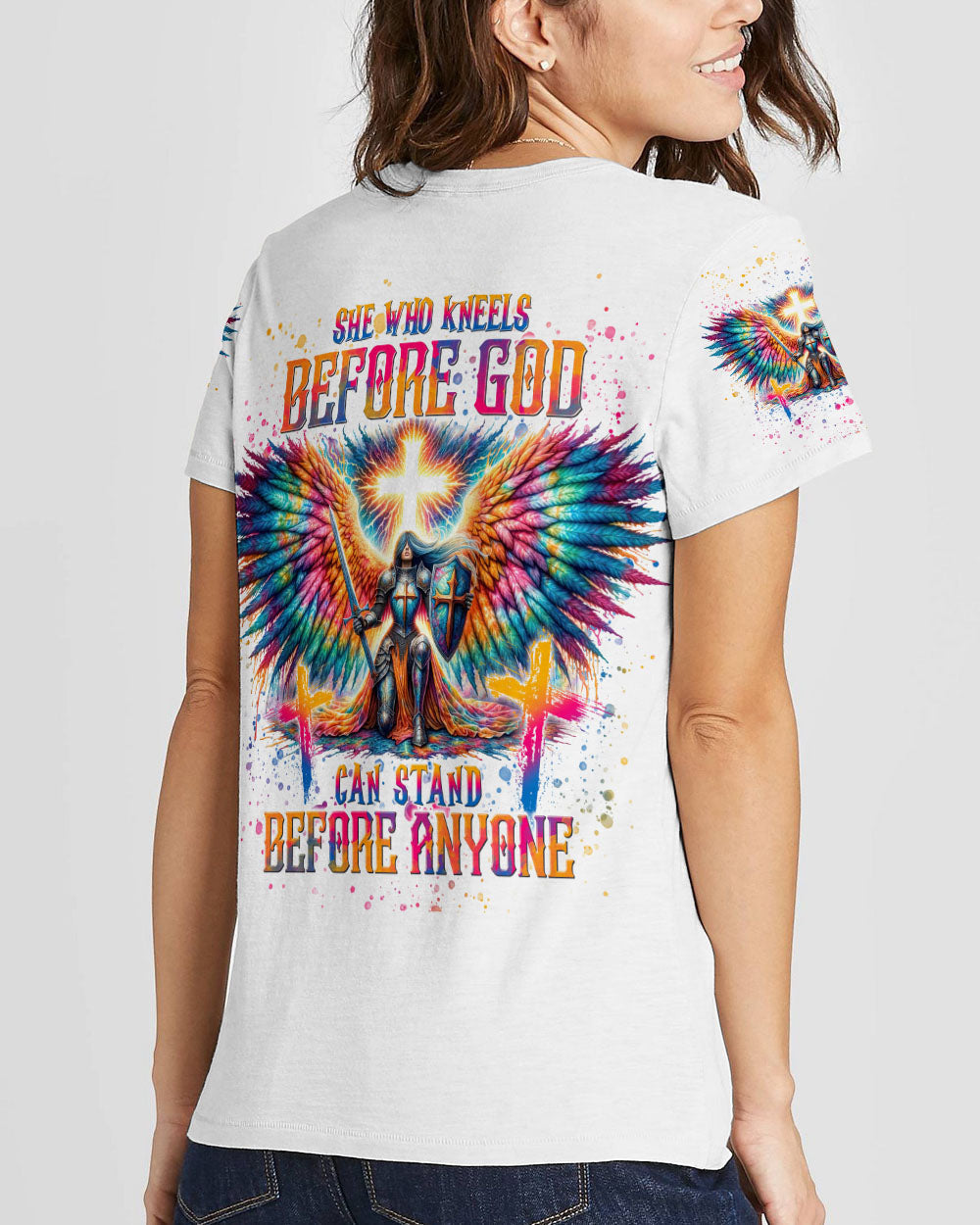 She Who Kneels Before God Warrior Wings Women's All Over Print Shirt - Tlnt1812233, easychoo.com