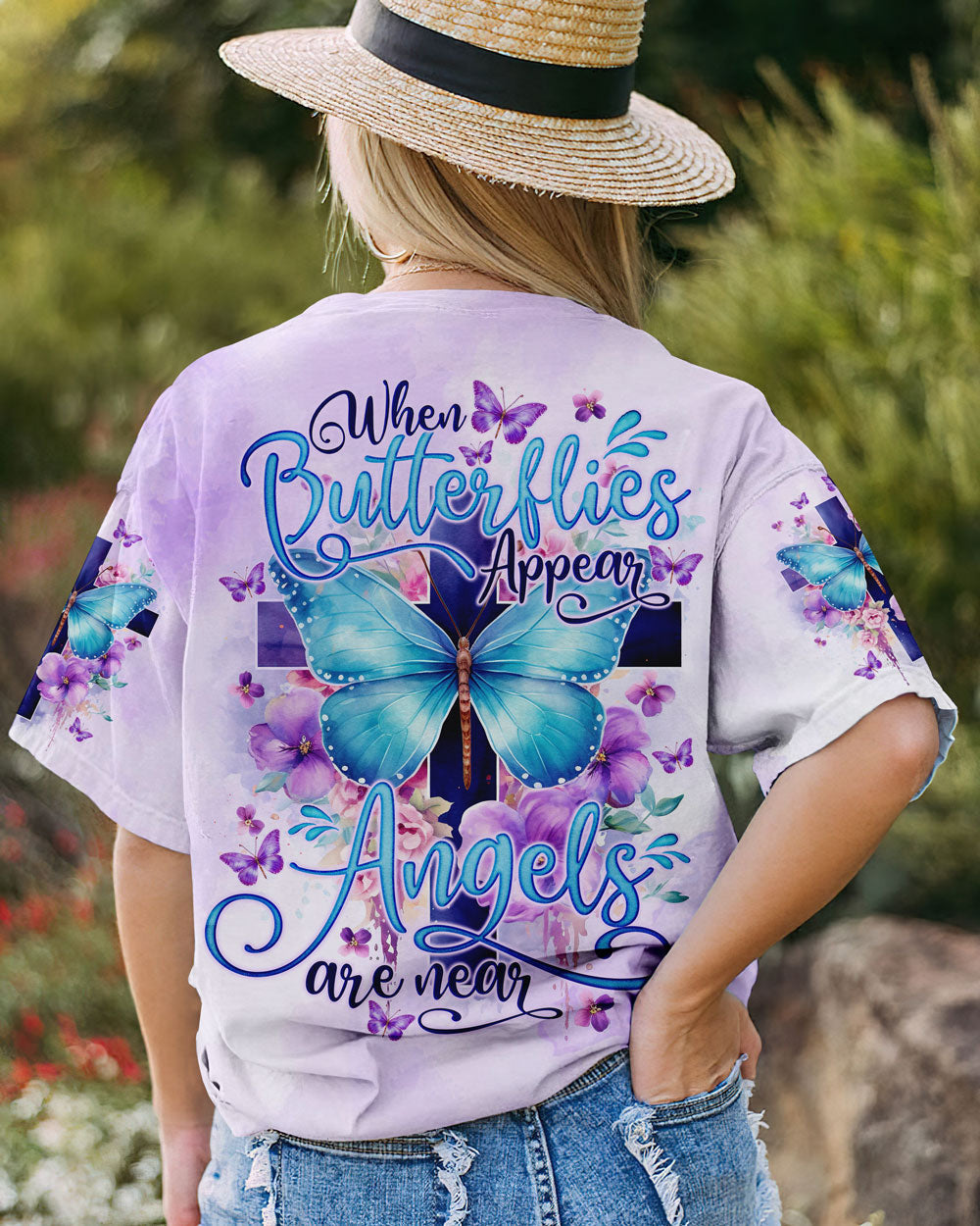 When Butterflies Appear Angels Are Near Women's All Over Print Shirt - Tlno1010232, easychoo.com