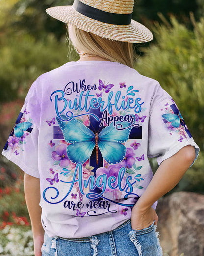 When Butterflies Appear Angels Are Near Women's All Over Print Shirt - Tlno1010232, easychoo.com