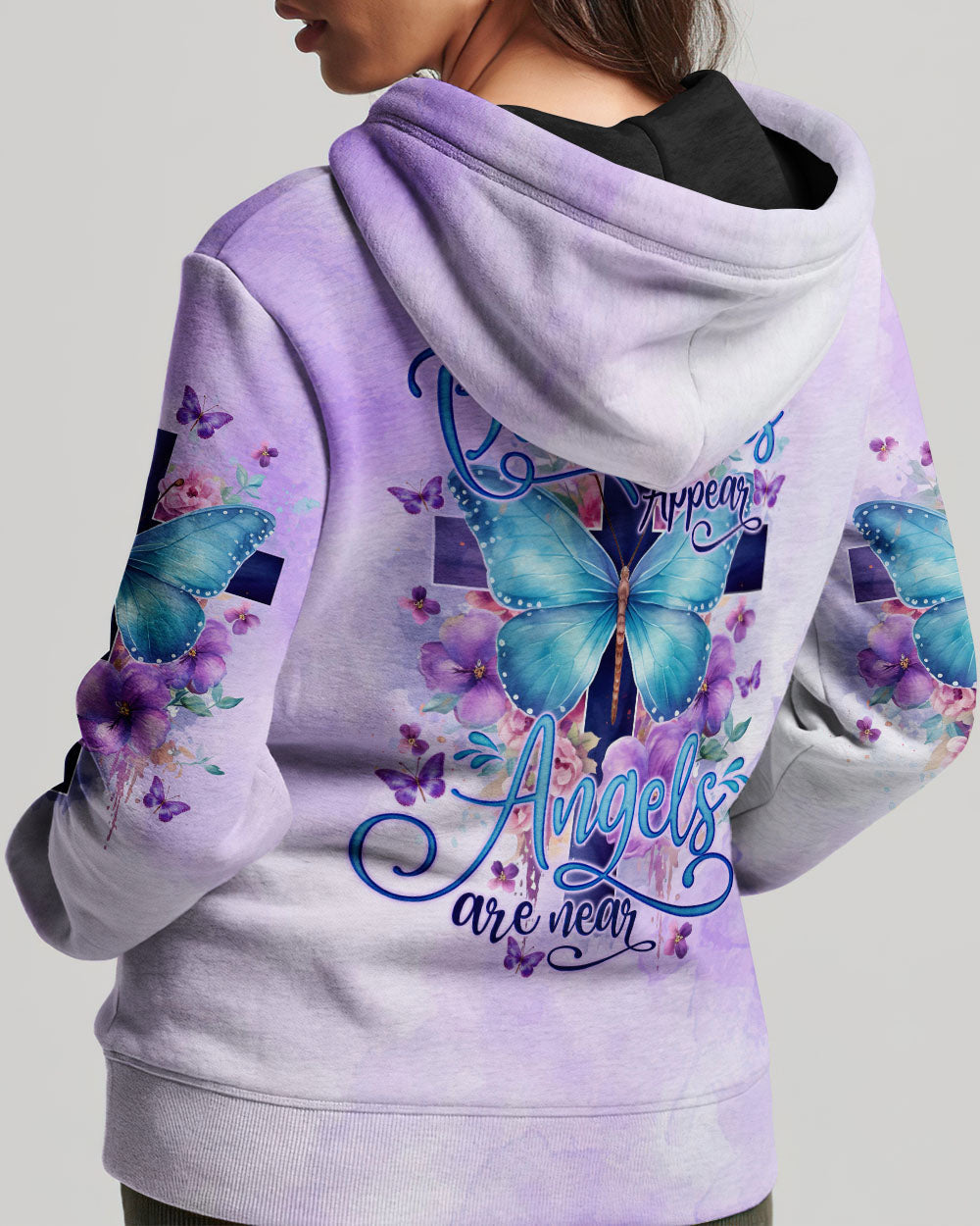 When Butterflies Appear Angels Are Near Women's All Over Print Shirt - Tlno1010232, easychoo.com