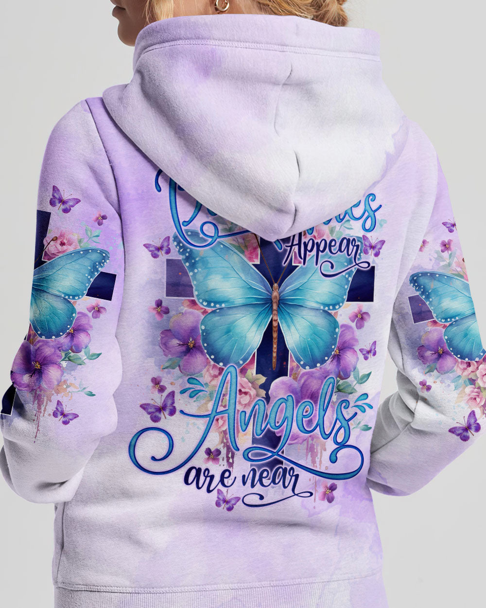 When Butterflies Appear Angels Are Near Women's All Over Print Shirt - Tlno1010232, easychoo.com