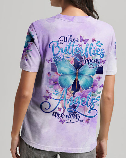 When Butterflies Appear Angels Are Near Women's All Over Print Shirt - Tlno1010232, easychoo.com