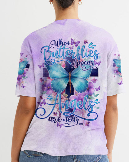 When Butterflies Appear Angels Are Near Women's All Over Print Shirt - Tlno1010232, easychoo.com