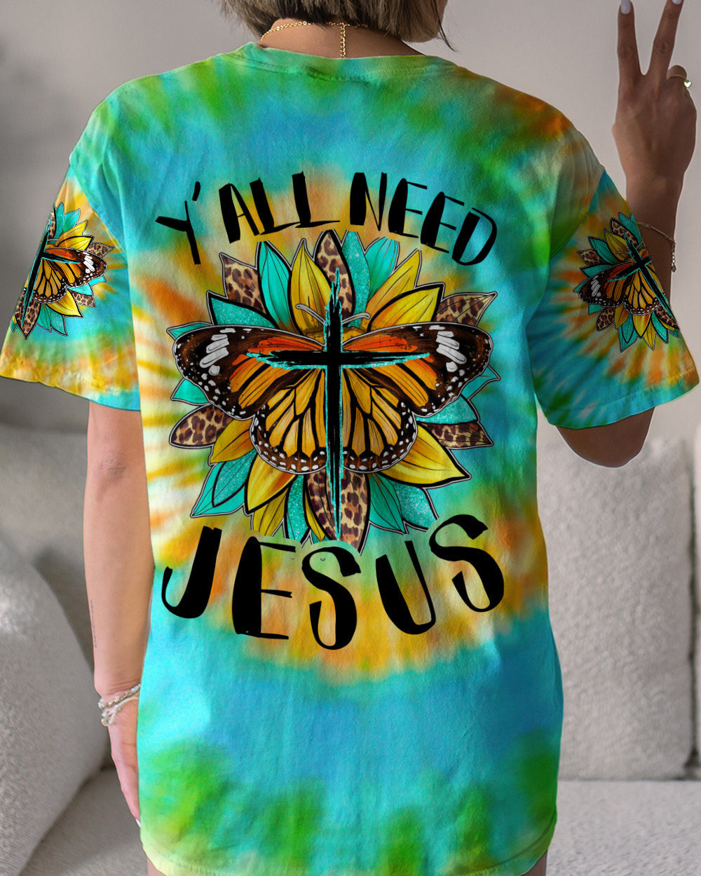Y'all Need Jesus Tie Dye Women's All Over Print Shirt - Tytd1007235, easychoo.com