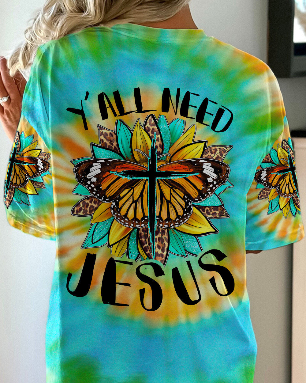 Y'all Need Jesus Tie Dye Women's All Over Print Shirt - Tytd1007235, easychoo.com