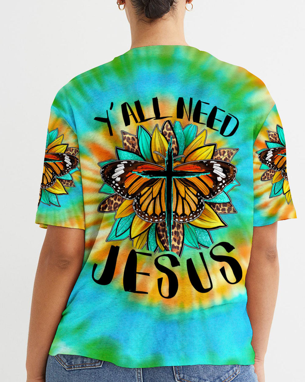 Y'all Need Jesus Tie Dye Women's All Over Print Shirt - Tytd1007235, easychoo.com