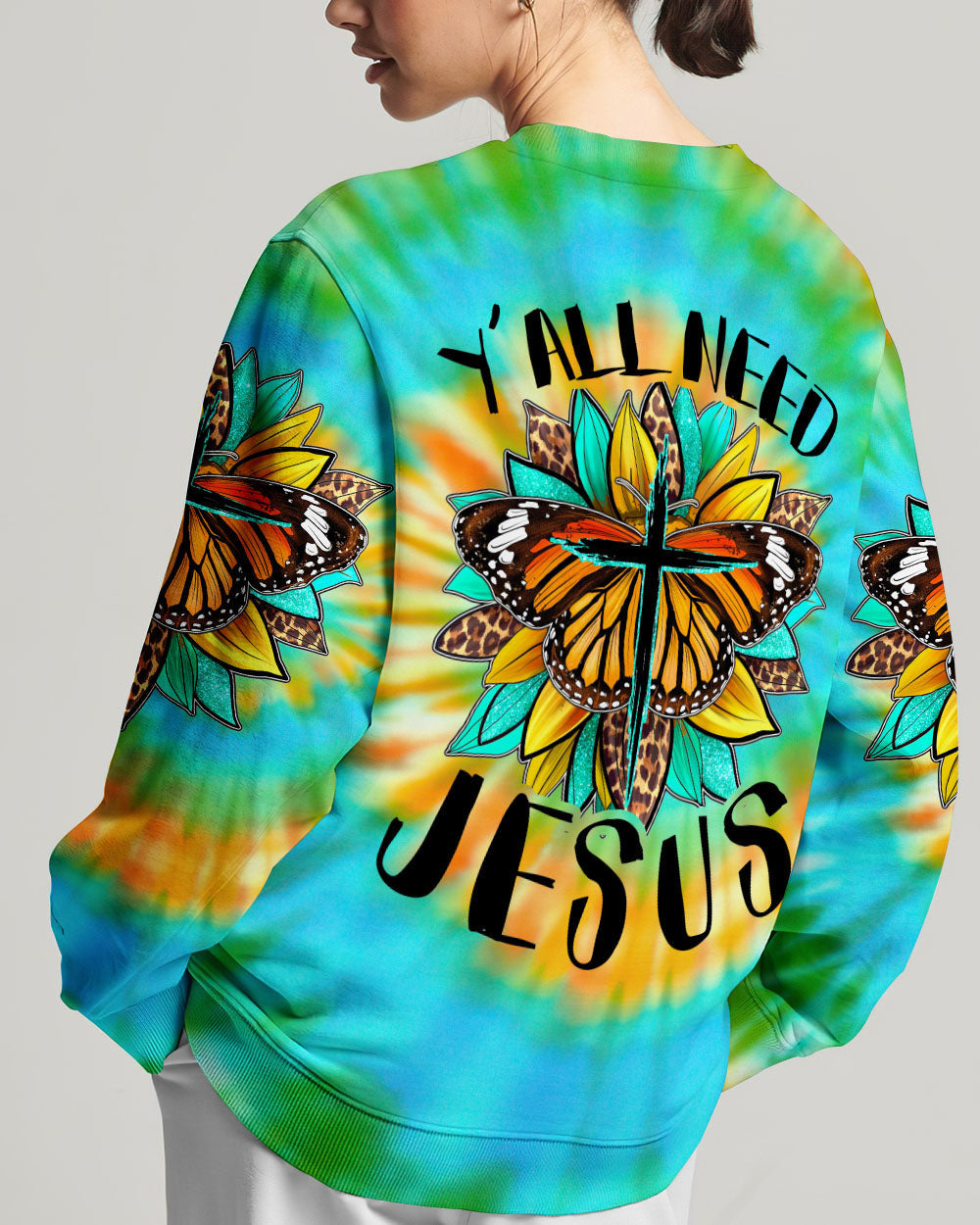 Y'all Need Jesus Tie Dye Women's All Over Print Shirt - Tytd1007235, easychoo.com