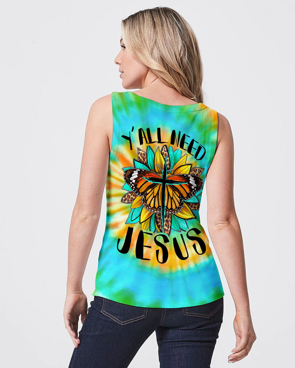 Y'all Need Jesus Tie Dye Women's All Over Print Shirt - Tytd1007235, easychoo.com