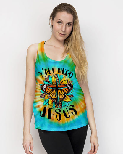 Y'all Need Jesus Tie Dye Women's All Over Print Shirt - Tytd1007235, easychoo.com