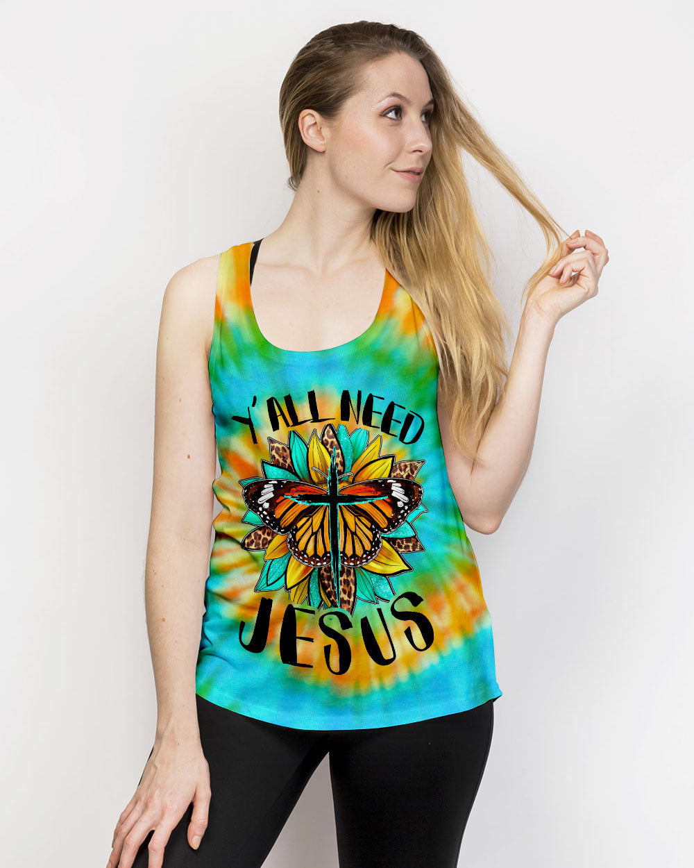 Y'all Need Jesus Tie Dye Women's All Over Print Shirt - Tytd1007235, easychoo.com
