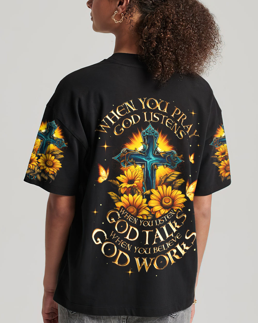 When You Pray God Listens Women's All Over Print Shirt - Ty0307231, easychoo.com