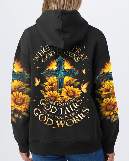 When You Pray God Listens Women's All Over Print Shirt - Ty0307231, easychoo.com