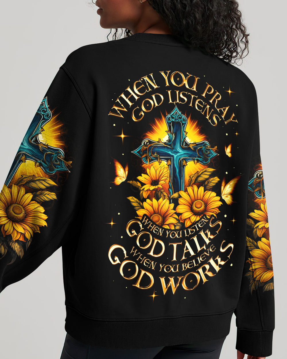 When You Pray God Listens Women's All Over Print Shirt - Ty0307231, easychoo.com