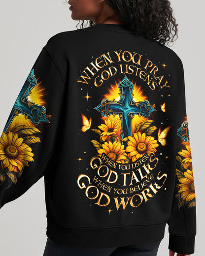 When You Pray God Listens Women's All Over Print Shirt - Ty0307231, easychoo.com