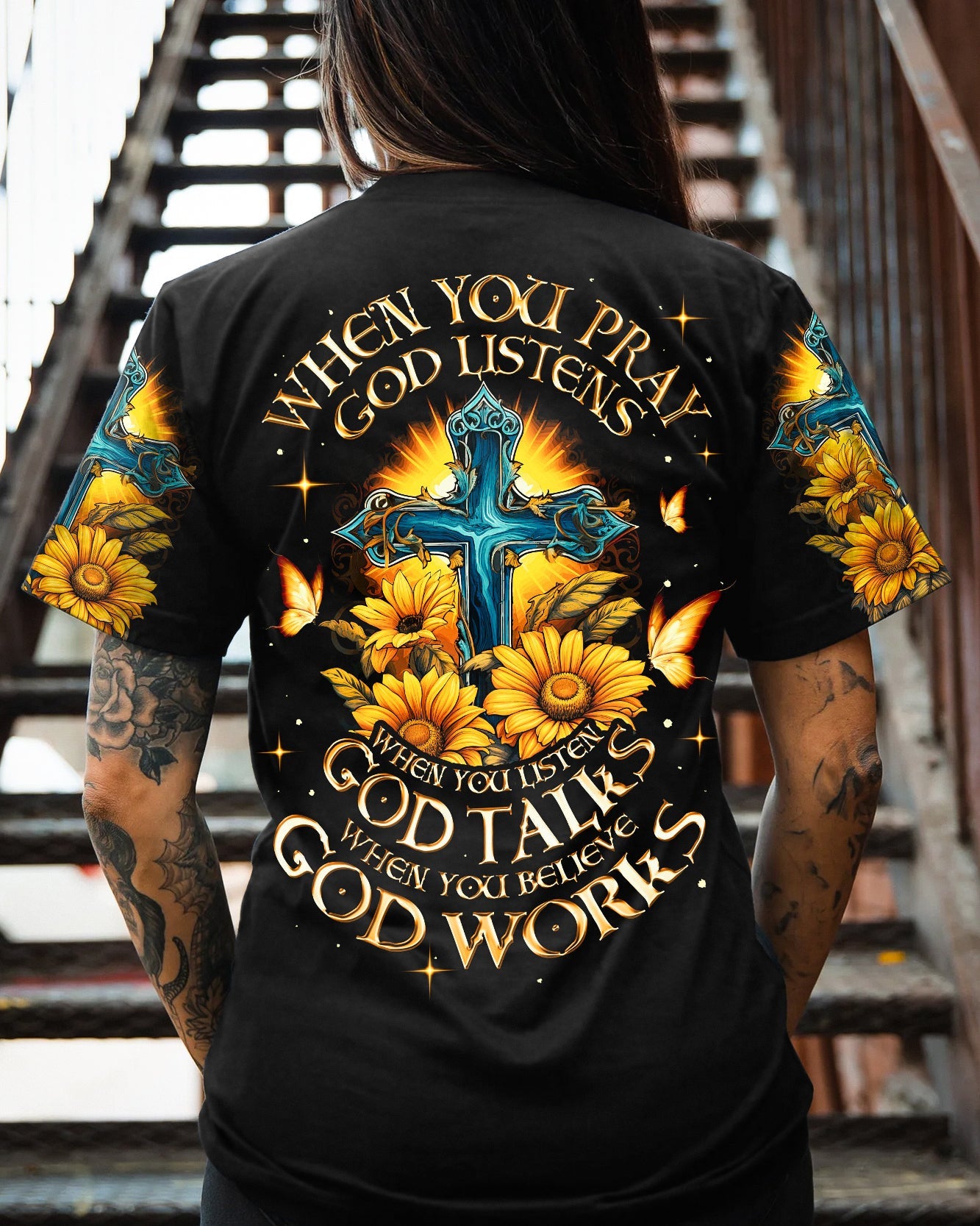 When You Pray God Listens Women's All Over Print Shirt - Ty0307231, easychoo.com