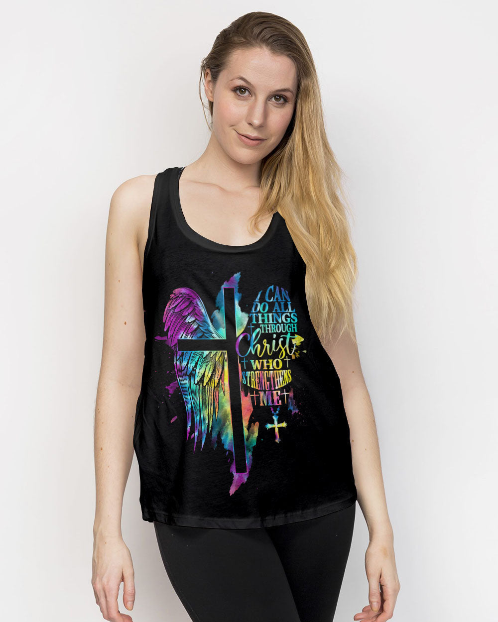 I Can Do All Things Through Christ Half Wings Colorful Women's All Over Print Shirt - Tlty2506234, easychoo.com