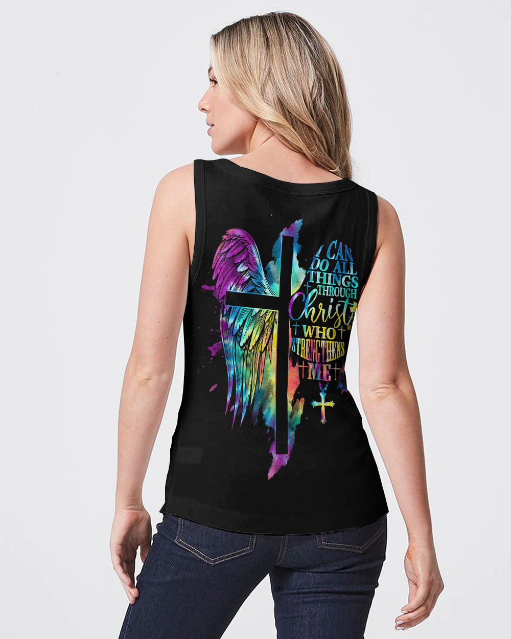 I Can Do All Things Through Christ Half Wings Colorful Women's All Over Print Shirt - Tlty2506234, easychoo.com