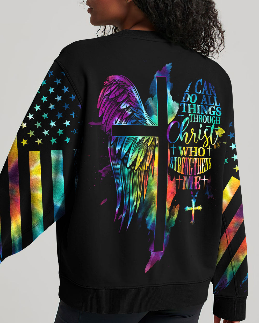 I Can Do All Things Through Christ Half Wings Colorful Women's All Over Print Shirt - Tlty2506234, easychoo.com